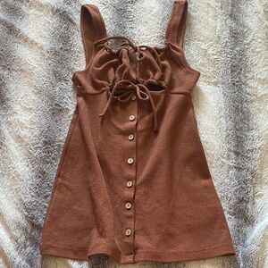 Free People Rust Brown Knit Tank Dress